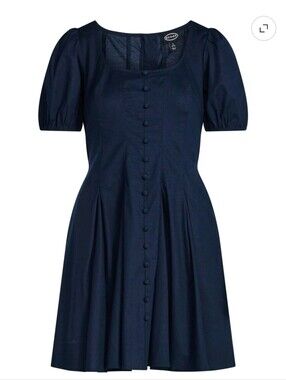 Scoop Women’s Button Front Mini Dress with Puff Sleeves